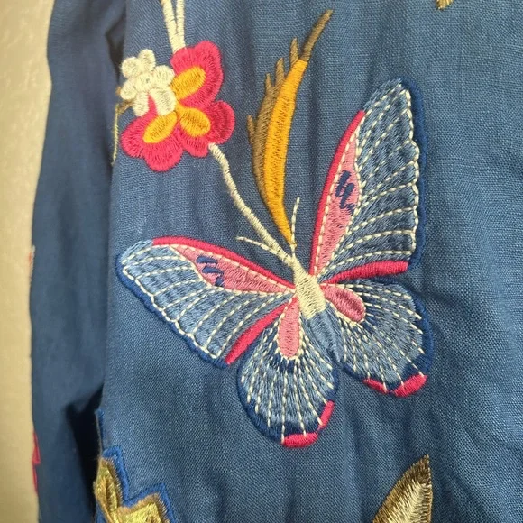 Johnny Was Butterfly Janie European Linen Shirt in Morning Glory NWT - Picture 4 of 11